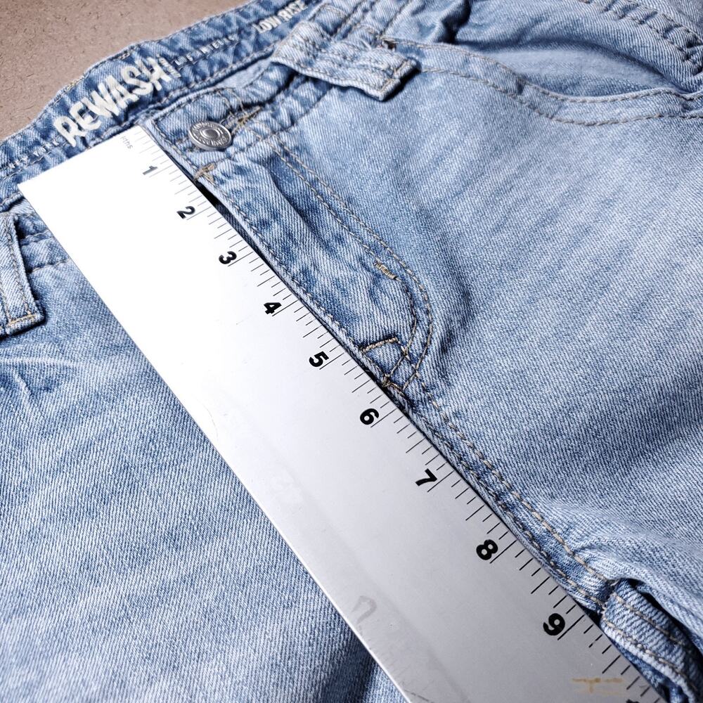 Rewash Low Rise Wide Leg Jeans Women Jr 5/27 Light Blue Denim Pleated Waist - Picture 6 of 10
